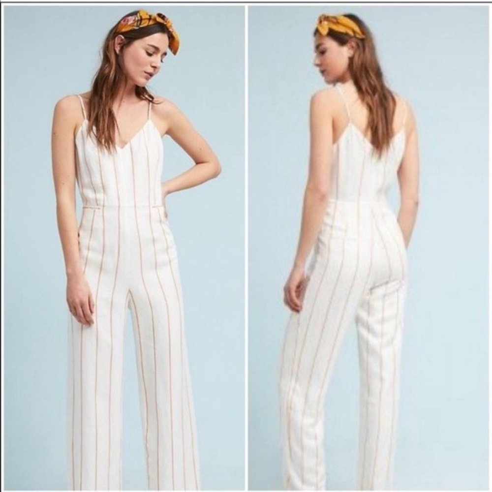 NWT Anthropologie Striped Cami Top Jumpsuit Size 2 Top Quality